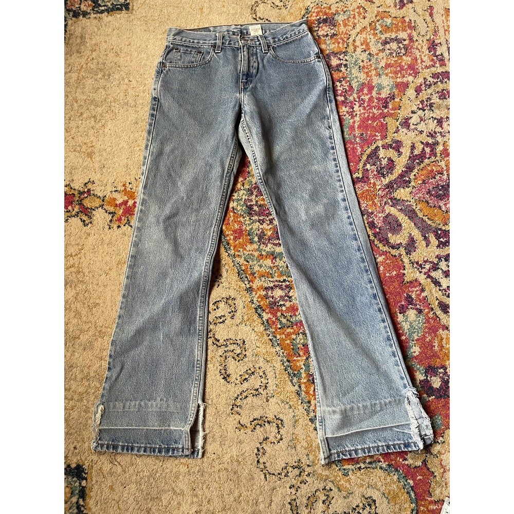 Vintage Y2K Levi’s 505 Frayed Raw Hem Straight Leg Denim Jeans Sz 7